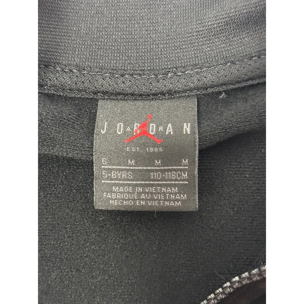 Jordan Kids Black Full Zip Track Jacket Red Tape Logo Jumpman Size 6 5-6Yrs